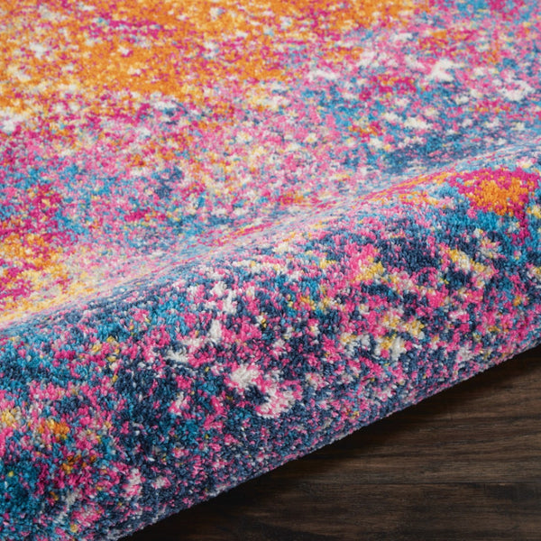 HomeRoots 5' Vibrant Blue and Orange Abstract Area Rug – Modern Design for Living Rooms, Bedrooms, and Offices 8? Round 385383