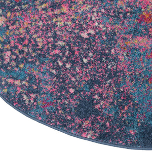 HomeRoots 5' Vibrant Blue and Orange Abstract Area Rug – Modern Design for Living Rooms, Bedrooms, and Offices 8? Round 385383