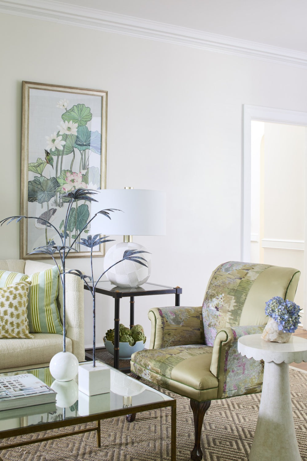 Chelsea House Leaf Verdant Patina Sculpture On White Marble Base — Bradshaw Orrell Designer Accent For Mantels, Tablescape Decor 385384