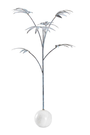 Chelsea House Leaf Sculptural Accent Patina Blue On White Marble Base By Bradshaw Orrell — 34" Tall Organic Statement Piece 385385