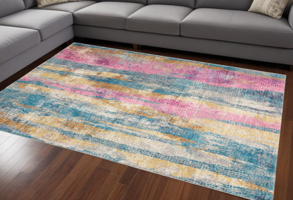 HomeRoots 8' Gray and Ivory Abstract Distressed Area Rug - Durable, Stylish, and Perfect for Any Room Decor 8' X 10' 385397