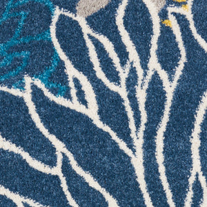 Homeroots 10' Blue Floral Power Loom Runner Rug  Polypropylene 385398