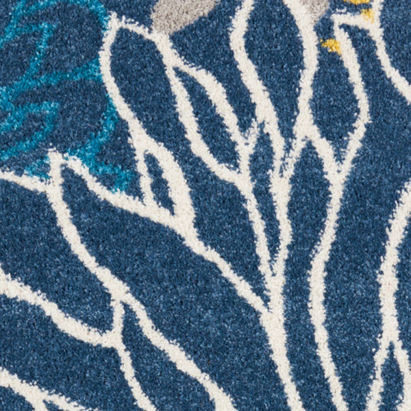 Homeroots 10' Blue Floral Power Loom Runner Rug  Polypropylene 385398