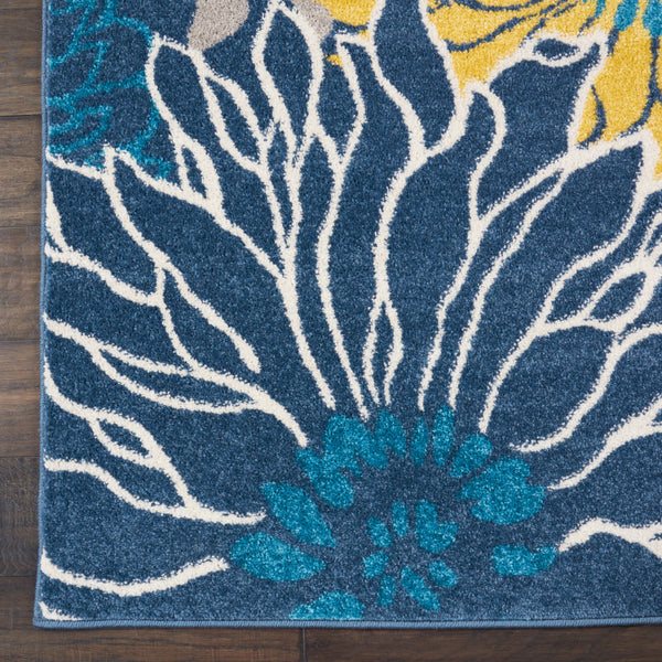 Homeroots 10' Blue Floral Power Loom Runner Rug  Polypropylene 385398