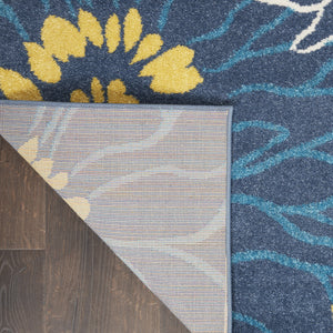 Homeroots 4' X 6' Blue Floral Power Loom Area Rug  Polypropylene 385401