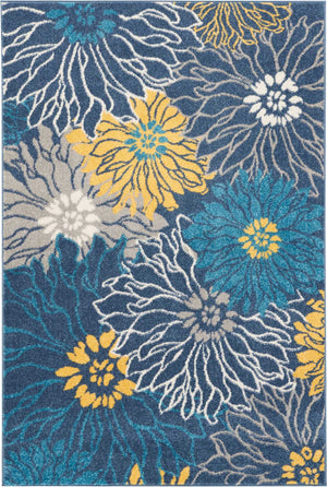 Homeroots 4' X 6' Blue Floral Power Loom Area Rug  Polypropylene 385401