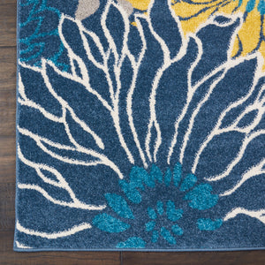 Homeroots 4' X 6' Blue Floral Power Loom Area Rug  Polypropylene 385401