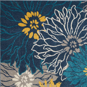 Homeroots 5' X 7' Blue Floral Power Loom Area Rug  Polypropylene 385403