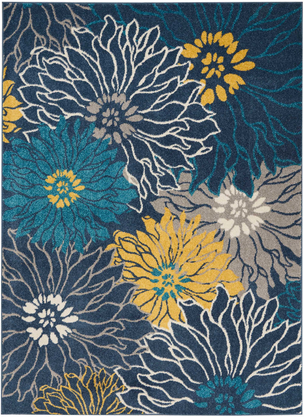 Homeroots 5' X 7' Blue Floral Power Loom Area Rug  Polypropylene 385403