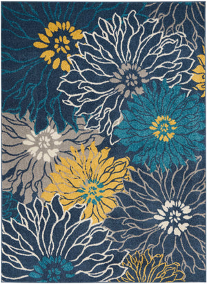 Homeroots 5' X 7' Blue Floral Power Loom Area Rug  Polypropylene 385403