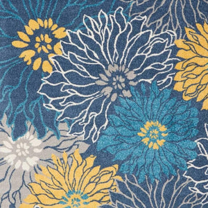 HomeRoots 5' Timeless Blue and Gold Floral Area Rug - Durable, Stylish, Noise-Reducing Focal Point for Any Room 7' x 10' 385405
