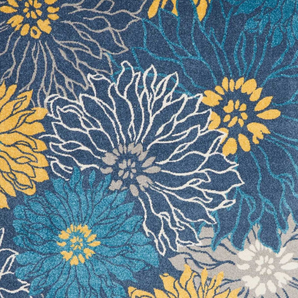 Homeroots 7' X 10' Blue Floral Power Loom Area Rug  Polypropylene 385405