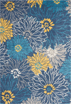 Homeroots 7' X 10' Blue Floral Power Loom Area Rug  Polypropylene 385405