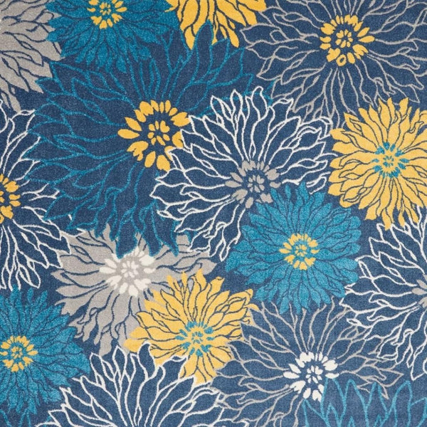 HomeRoots 5' Timeless Blue and Gold Floral Area Rug - Durable, Stylish, Noise-Reducing Focal Point for Any Room 8' x 10' 385406