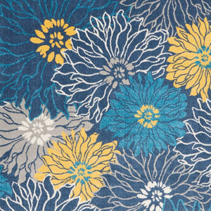 HomeRoots 5' Timeless Blue and Gold Floral Area Rug - Durable, Stylish, Noise-Reducing Focal Point for Any Room 8' x 10' 385406