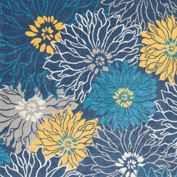 HomeRoots 5' Timeless Blue and Gold Floral Area Rug - Durable, Stylish, Noise-Reducing Focal Point for Any Room 8' x 10' 385406
