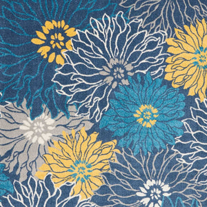 Homeroots 8' X 10' Blue Floral Power Loom Area Rug  Polypropylene 385406