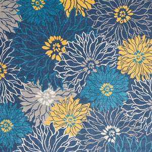 Homeroots 8' X 10' Blue Floral Power Loom Area Rug  Polypropylene 385406