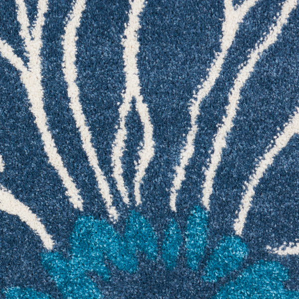 Homeroots 8' X 10' Blue Floral Power Loom Area Rug  Polypropylene 385406