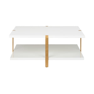 Chelsea House Ribbed Cocktail Table By Elizabeth Wicker — Two-Tier White Top With Antique Gold Leaf Ribbed Accents, 40" 385412
