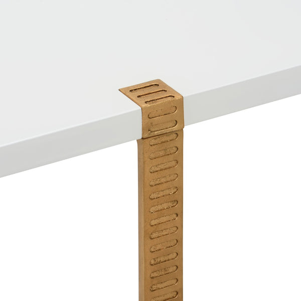 Chelsea House Ribbed Cocktail Table By Elizabeth Wicker — Two-Tier White Top With Antique Gold Leaf Ribbed Accents, 40" 385412