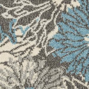HomeRoots 5' Blue and Gray Floral Area Rug - Timeless Elegance for Living Rooms, Bedrooms, or Dining Areas 5' X 7' Rectangle 385414