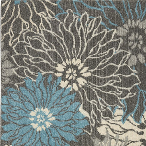 HomeRoots 5' Blue and Gray Floral Area Rug - Timeless Elegance for Living Rooms, Bedrooms, or Dining Areas 5' X 7' Rectangle 385414