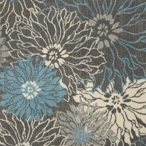 HomeRoots 5' Blue and Gray Floral Area Rug - Timeless Elegance for Living Rooms, Bedrooms, or Dining Areas 5' X 7' Rectangle 385414