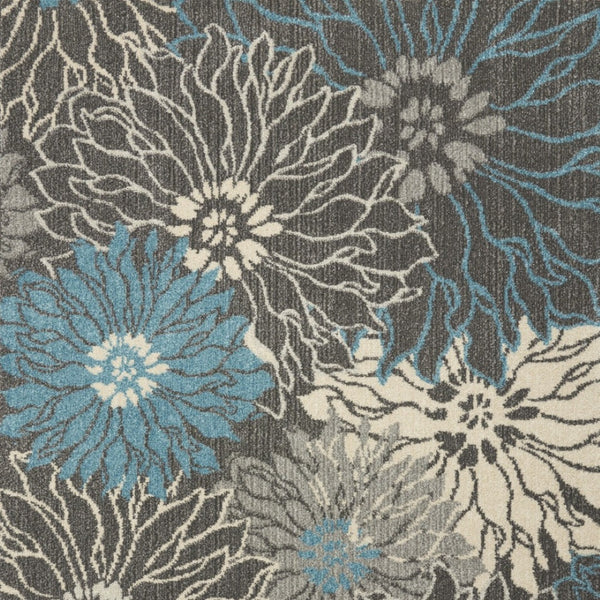HomeRoots 5' Blue and Gray Floral Area Rug - Timeless Elegance for Living Rooms, Bedrooms, or Dining Areas 5' X 7' Rectangle 385414
