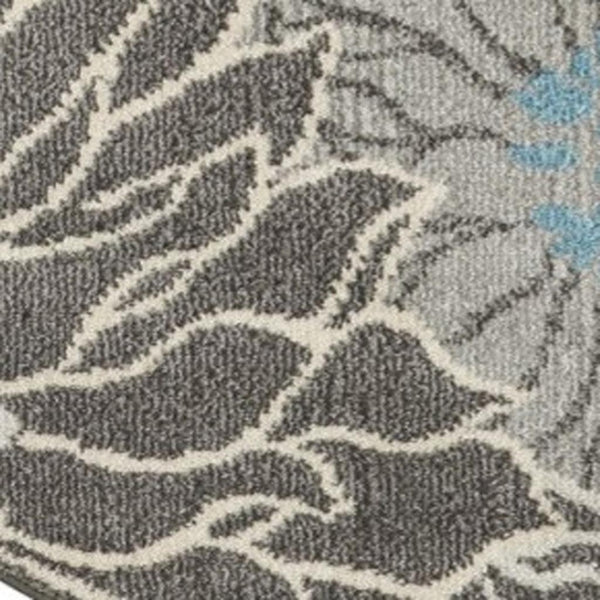 HomeRoots 5' Blue and Gray Floral Area Rug - Timeless Elegance for Living Rooms, Bedrooms, or Dining Areas 5' Round Round 385415
