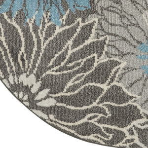 HomeRoots 5' Blue and Gray Floral Area Rug - Timeless Elegance for Living Rooms, Bedrooms, or Dining Areas 5' Round Round 385415