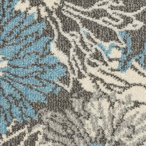 HomeRoots 5' Blue and Gray Floral Area Rug - Timeless Elegance for Living Rooms, Bedrooms, or Dining Areas 7' X 10' Rectangle 385416