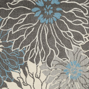 HomeRoots 5' Blue and Gray Floral Area Rug - Timeless Elegance for Living Rooms, Bedrooms, or Dining Areas 7' X 10' Rectangle 385416