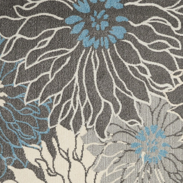 HomeRoots 5' Blue and Gray Floral Area Rug - Timeless Elegance for Living Rooms, Bedrooms, or Dining Areas 7' X 10' Rectangle 385416