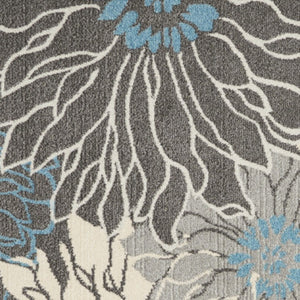 HomeRoots 5' Blue and Gray Floral Area Rug - Timeless Elegance for Living Rooms, Bedrooms, or Dining Areas 7' X 10' Rectangle 385416