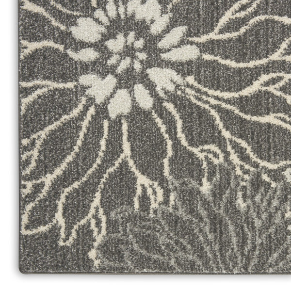 HomeRoots 5' Blue and Gray Floral Area Rug - Timeless Elegance for Living Rooms, Bedrooms, or Dining Areas 8' X 10' Rectangle 385417