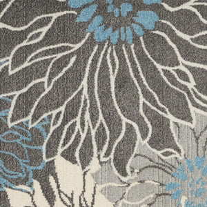 HomeRoots 5' Blue and Gray Floral Area Rug - Timeless Elegance for Living Rooms, Bedrooms, or Dining Areas 8' X 10' Rectangle 385417