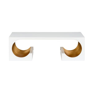 Chelsea House Equinox Sculptural Cocktail Table In High-Gloss White Lacquer With Hand-Applied Gold Leaf Accents 385418