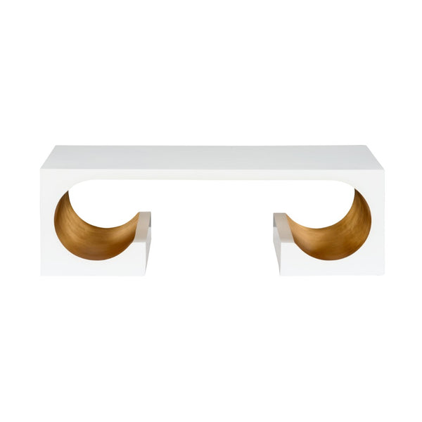 Chelsea House Equinox Sculptural Cocktail Table In High-Gloss White Lacquer With Hand-Applied Gold Leaf Accents 385418