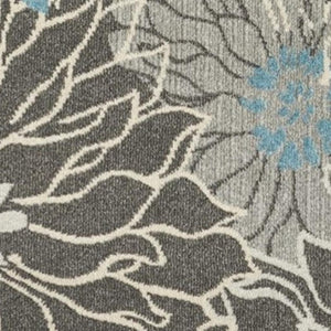 HomeRoots 5' Blue and Gray Floral Area Rug - Timeless Elegance for Living Rooms, Bedrooms, or Dining Areas 8' Round Round 385418