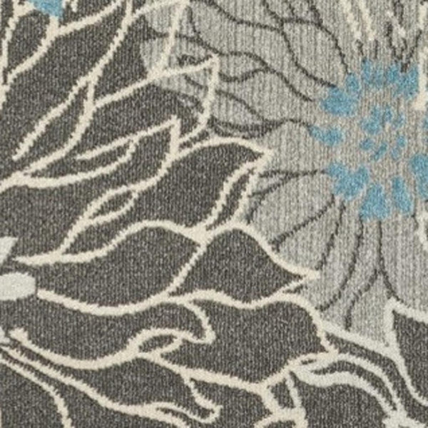 HomeRoots 5' Blue and Gray Floral Area Rug - Timeless Elegance for Living Rooms, Bedrooms, or Dining Areas 8' Round Round 385418