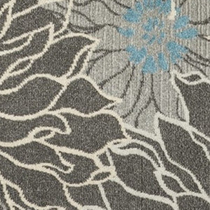 HomeRoots 5' Blue and Gray Floral Area Rug - Timeless Elegance for Living Rooms, Bedrooms, or Dining Areas 8' Round Round 385418