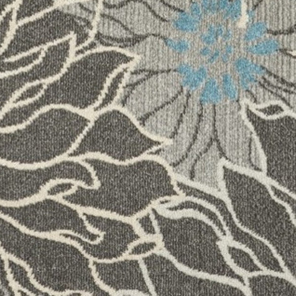 HomeRoots 5' Blue and Gray Floral Area Rug - Timeless Elegance for Living Rooms, Bedrooms, or Dining Areas 8' Round Round 385418