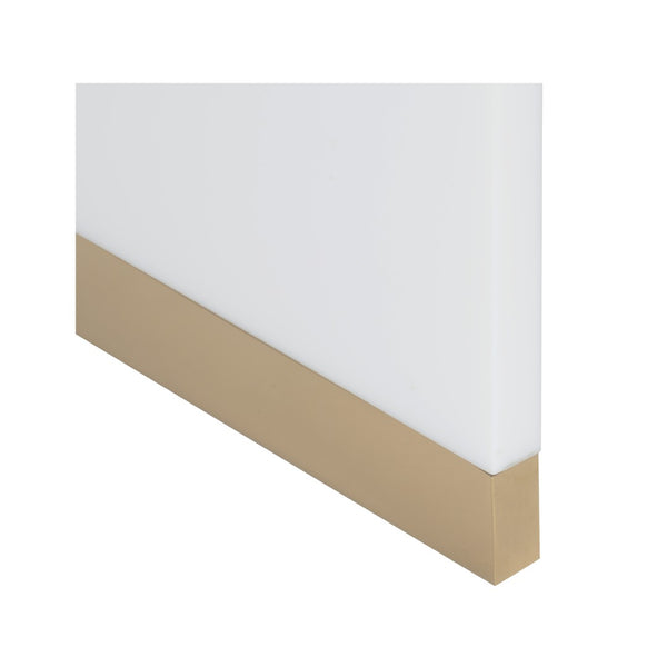 Chelsea House Waterfall End Table By Bill Cain — High-Gloss White Acrylic With Polished Brass Feet, Sculptural Accent 385425