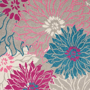HomeRoots 5' Elevate Your Space with a Timeless Gray and Pink Floral Area Rug for Lasting Elegance and Style 5' x 7' 385425
