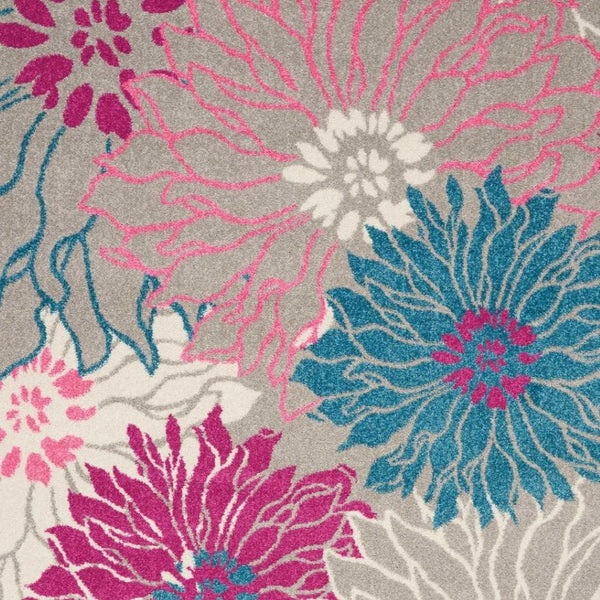 HomeRoots 5' Elevate Your Space with a Timeless Gray and Pink Floral Area Rug for Lasting Elegance and Style 5' x 7' 385425