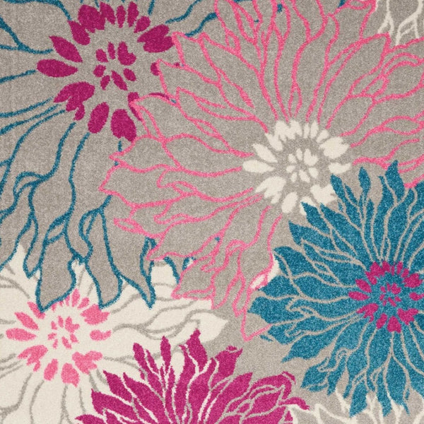 HomeRoots 5' Elevate Your Space with a Timeless Gray and Pink Floral Area Rug for Lasting Elegance and Style 5' x 7' 385425