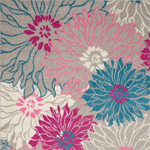HomeRoots 5' Elevate Your Space with a Timeless Gray and Pink Floral Area Rug for Lasting Elegance and Style 5' x 7' 385425