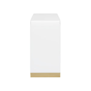 Chelsea House Waterfall Sculptural Console Table In High-Gloss White Acrylic With Polished Brass Feet By Bill Cain 385426