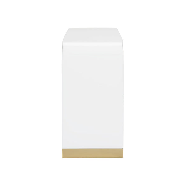 Chelsea House Waterfall Sculptural Console Table In High-Gloss White Acrylic With Polished Brass Feet By Bill Cain 385426